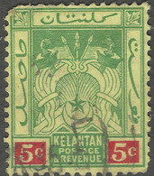 Kelantan (Malaysia). 1921-28 Arms. 5c Used. Script CA W/M SG 18 - Kelantan