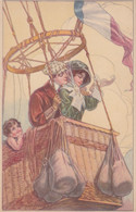 Illustrateur A. Giametti  -  Couple Romantique En Ballon Avec Angelot - (Montgolfière) - Altre Illustrazioni