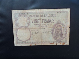 ALGÉRIE : 20 FRANCS   ?-1-1942     MetK 9d * / P 78c     état B - Algérie