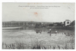 CPA PETITE ANIMATION SUR L'ETANG DE BAIRON, VUE DE L'ETANG VIEUX SEPARE DE L'ETANG NEUF, LE CHESNE, ARDENNES 08 - Le Chesne