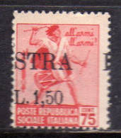 OCCUPAZIONE JUGOSLAVIA YUGOSLAVIA  ISTRIA ISTRA POLA 1945 TAMBURINI VARIETÀ VARIETY  LIRE 1,50 SU 0,75 MNH - Occ. Yougoslave: Fiume