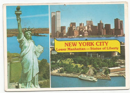 AA4164 New York City - Skyline - Lower Manhattan - Statue Of Liberty / Viaggiata 1990 - Mehransichten, Panoramakarten