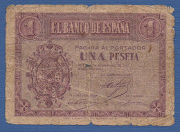 SPAIN - P.104 – 1 PESETA 12.10.1937 Circulated,  Serie A 2792094 / Burgos - 1-2 Pesetas