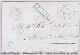 Ireland Offaly 1845 Boxed 2-line PAID AT/TULLAMOORE In Blue-green With TULLAMOORE SE 29 1845 Cds On Cover To Mountmellic - Prefilatelia