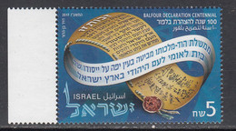 2017 Israel Balfour Declaration Complete Set Of 1 MNH @ BELOW FACE VALUE - Unused Stamps (without Tabs)