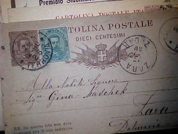 CARTOLINA POSTALE REGNO D'ITALIA 10 CENTESIMI +5 C  1880 ROMA X ZARA   IJ1166 - Entiers Postaux