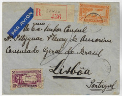 Senegal 1938 Air France Airmail Registered 436 Cover Sent From Dakar To Consulate General Of Brazil In Lisbon Portugal - Posta Aerea