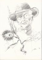 Hermann Hesse, Bleistiftzeichnung Aus Präsentationsbroschüre Der Briefmarken Schweiz Mi.Nr. 1146-1149, 1979 - Dessins