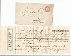 Entier Postal Suisse Et Ordre De Paiement 17 Avril 1857, Lutry Pour Baup Joly Mont Sur Rolle VD (379) - 1843-1852 Poste Federali E Cantonali