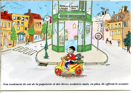 92340 BOURG-LA-REINE (et 91 Corbeil) - Dessin Publicité D'une Papeterie : Le Verger Des Muses - Scooter - Bourg La Reine