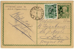 AUTRICHE / AUSTRIA / POLAND - 1910 Russian "KOLYUSHKI-LODZ" TPO Cancel On Postal Card Mi.P216 To Lodz, Krolestwo Polskie - Covers & Documents
