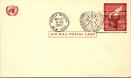 (3 C 13) United Nations Air Mail Postal Card - 1957 (back Is Blank) - Sonstige & Ohne Zuordnung