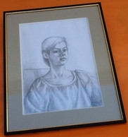 Portrait Jeune Femme Dessin Au Crayon Jacqueline Binet (1921-2018) Artiste Peintre Atelier De La Vigne... - Dessins