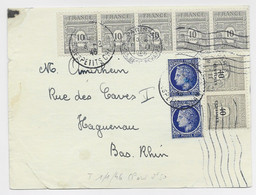 FRANCE ARC TRIOMPHE 10C BANDE DE 5+ 40C PAIRE + 60C MAZELIN PAIRE CARTE PRIVEE PARIS 9.2.1946 AU TARIF - 1944-45 Arc De Triomphe