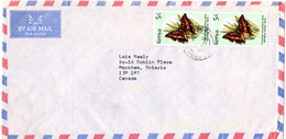 L34249 - Kenia - 1988 - 2@5'- Schmetterling A. LpBf. NAIROBI -> Canada - Butterflies