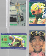 Sports - Lot De 4 Télécartes Cyclisme - Marco Pantani, Coureur Cycliste, Italie (Albacom Et Sprint Phone Card) - Sport