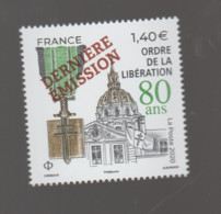 FRANCE / 2021 / Y&T N° 5547 ** : 80 Ans De L'Ordre De La Libération Surchargé "Dernière émission" X 1 - Unused Stamps