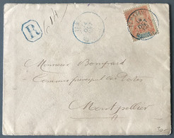 Madagascar N°37 Sur Enveloppe Recommandée TAD (bleu) TAMATAVE 14.10.1903 Pour Montpellier - (W1308) - Cartas & Documentos