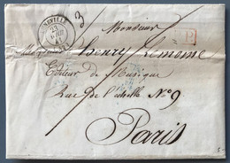 France TAD LUNEVILLE (52) 23.4.1841 + P.P. Sur Lettre Pour Paris (Edition Musicale Lemoine) - (W1519) - 1801-1848: Precursori XIX