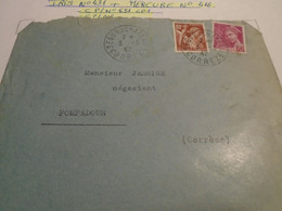 1942 -CORREZE -OBL/ SEGUR LE CHATEAU    TP / N°431 + TP N° 416 (Sur/Lettre  )pour POMPADOUR (Correze) +3 Photos - Storia Postale