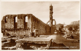 St.Andrews Cathedral From East - Vintage Valentines Postcard, Real Photograph - Fife