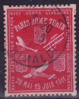 26358# VIGNETTE AERIENNE PARIS ROME TURIN 1911 Obl NICE ALPES MARITIMES DIJON LYON AVIGNON GENS LIVOURNE CINDERELLA - Aviation