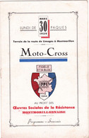 Moto-Cross De Montmorillon, Année 1959, Oeuvres Sociales De La Résistance Montmorillonnaise - Programme