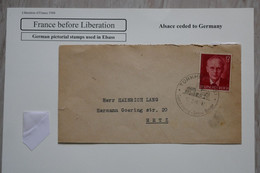 AH4 FRANCE BELLE LETTRE 1944 ELSASS  A METZ+ ALSACE  CEDEE A L ALLEMAGNE++ PAIRE DE TP +AFF. INTERESSANT - Other & Unclassified