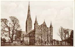 Salisbury Cathedral-West Front  3942 (Valentine's-Photo Brown) - Salisbury