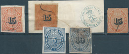 Russia - Russie - Russland,SAINT PETERSBURG 1860/1885 Revenue Stamps Tax And Services  Used On The Cut Paper,very Old - Fiscales