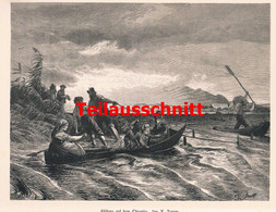 D101 2099 Karl Raupp Chiemsee Fischfang Kunstblatt 33x23 Cm Druck 1880 !! - Other & Unclassified
