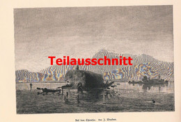 D101 2100 Wopfner Chiemsee Ruderboot Kunstblatt 33x23 Cm Druck 1880 !! - Other & Unclassified