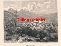 D101 2103 Höfer Tegernsee Panorama Bayern Kunstblatt 33x23 Cm Druck 1880 !! - Other & Unclassified