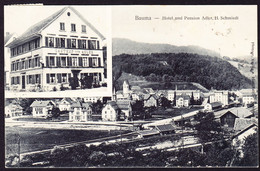 1917 Gelaufene AK Aus Bauma Nach Bäretswil Mit Hotel Adler. Bahnhof Gelände. Leichte Bugspur. - Bäretswil