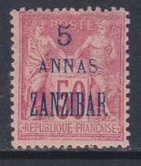 Zanzibar N° 28 X : 5 Annas  Sur 50 C. Rose Type II Trace De Charnière Sinon TB - Nuovi