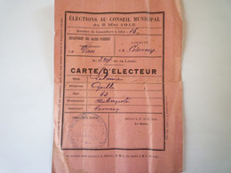 2021 - 4026  COARRAZE  :  CARTE D'ELECTEUR  1912   XXX - Non Classés