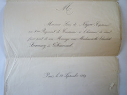 2021 - 4028  FAIRE-PART De MARIAGE De Louis De NAJAC Et Elisabeth BONAMY De VILLEMEREUIL  1869   XXX - Wedding