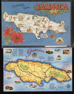 2 Cpa Jamaïque - Jamaica - Contour Géographique  ( S.7791 ) - Jamaïque