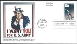 USA 2003 Uncle Sam On Bicycle One Penny Farthing FDC Recruting Soldier To US Army Velo Cyclisme Ciclista - 2001-2010