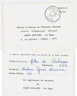 CABASSE Var Carte Formulaire RADIO SCOLAIRE Ministère Education Nationale En FRANCHISE POSTALE Format Mignonette Ob 1957 - 1921-1960: Moderne