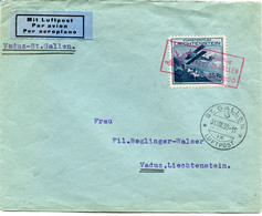 LIECHTENSTEIN LETTRE PAR AVION DEPART POSTFLUG VADUZ-ST GALLEN 31 AUGUST 1930 POUR LE LIECHTENSTEIN - Luftpost