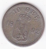 Norvège 10 Ore 1892 Oscar II , En Argent , KM# 350 - Norvège