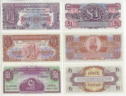 United Kingdom Great Britain 3 Banknote 1 Pound 1956 / 1962 Pick-M-22 29 And 36 Military Issue British Armed Force Unc - British Armed Forces & Special Vouchers