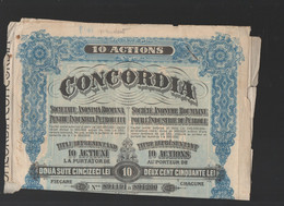 (Roumanie) Action CONCORDIA  (industrie Du Pétrole)   1923  (M2918) - Pétrole