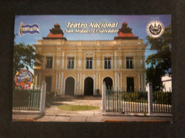 Postcard El Salvador, San Miguel Theater  2017 ( Boy Scout AndVolcano Stamps) - El Salvador