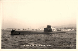 Sous Marin ESPADON * Carte Photo * Bateau Navire De Guerre Marine Française * Militaria * Photo MERCIER , Toulon - Onderzeeboten
