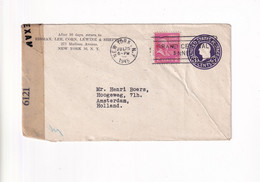 Used Envelope - 3c - New York 1945 To Amsterdam Holland - Examined By 6121 - 1941-60