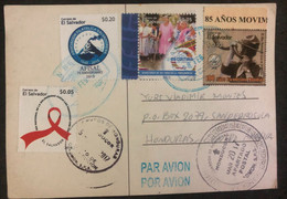 Postcard El Salvador, Santa Ana Alcaldia 2017 ( Volcano, Boys Scout  And AIDS Stamps) - El Salvador