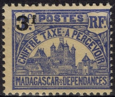 MADAGASCAR Taxe 19 ** MNH Palais Princier à Tananarive Surchargé 1924-1927 Gomme Tropicalisée - Segnatasse