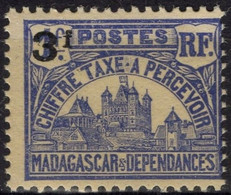 MADAGASCAR Taxe 19 ** MNH Palais Princier à Tananarive Surchargé 1924-1927 Gomme Tropicalisée - Strafport